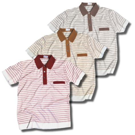 New Old Stock 60's Retro Short Sleeve Knit Stripe Polo Shirt Preview